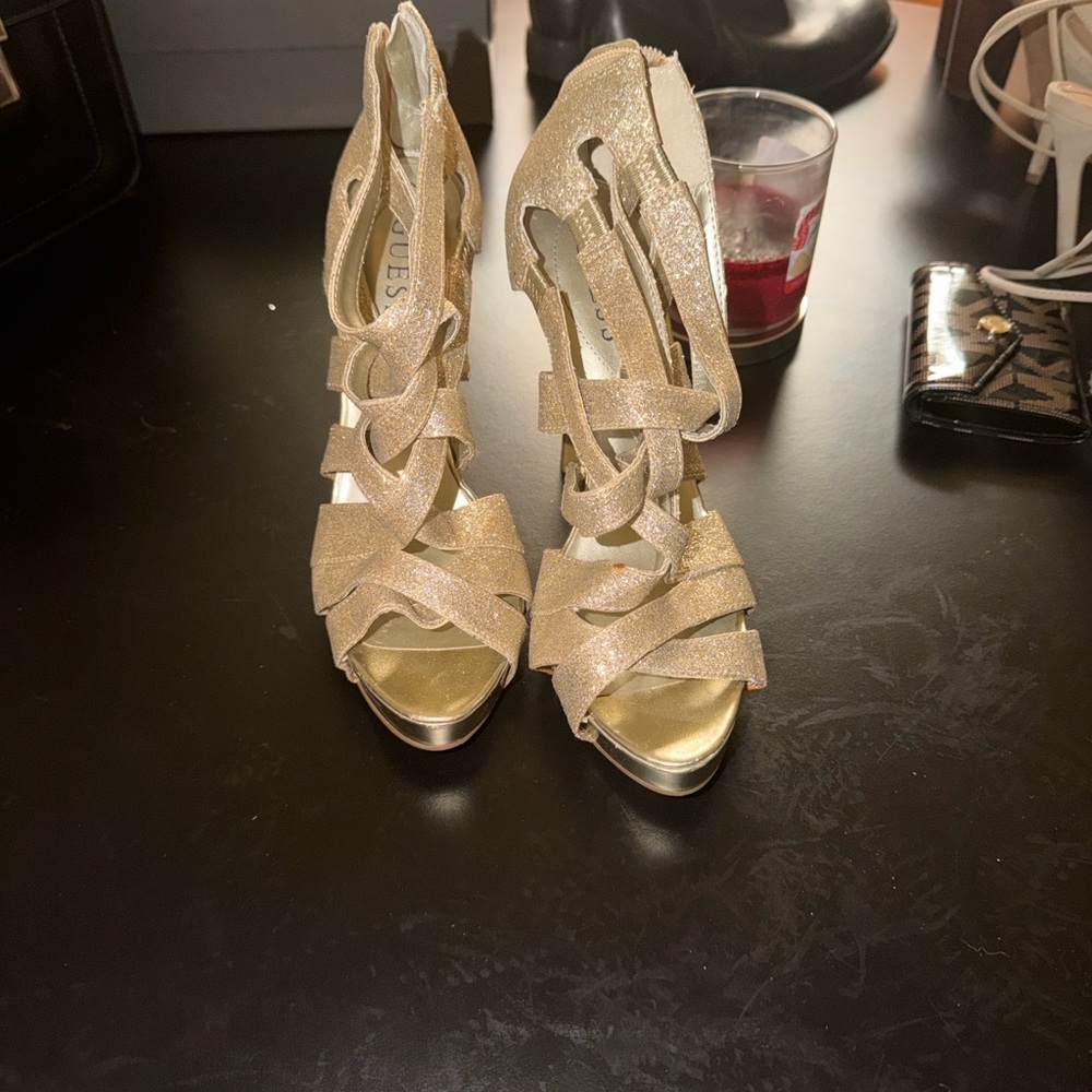 Guess - Elegant Gold Strappy Women's Heels
